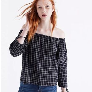 Madewell plaid off the shoulder top
